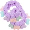 image:imageBeaupretty 2pcs Plush Spa Headband Cute Heart Coral Fleece Makeup Headband Soft Elastic Head Wrap Cosmetic Bow Hair Bands Women Facial Hair Scrunchies for Shower WhiteViolet