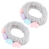 image:imageBeaupretty 2pcs Plush Spa Headband Cute Heart Coral Fleece Makeup Headband Soft Elastic Head Wrap Cosmetic Bow Hair Bands Women Facial Hair Scrunchies for Shower WhiteGrey