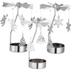 image:imageBeaupretty 3PCS Rotary Candle Holder Spinning Carousel Candlestick Tea Light Holder with Snowflake Xmas Tree Angel Decor for Wedding Christmas Festival Home Silver
