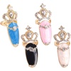 image:imageBeaupretty 4 Pcs Finger Nail Rings Luxury Crystal Rhinestone Fingernails Ring Fashion Crown Knuckle Nail Rings Decoration Tip for Women