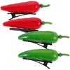 image:imageBeaupretty 4Pcs Vegetable Chili Pepper Hairpins Alligator Barrettes Mini Food Design Hair Clips Girls Women Hair Styling Accessories