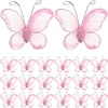 image:imageBeaupretty 50pcs Butterflies DIY Craft Sheer Mesh Wire Glitter Butterfly with Gem for Wedding Home Decor Party PurplePink