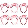 image:imageBeaupretty 6 Pieces Nurse Hat Headband with Red Cross Halloween Costume Accessory Nurse Hat Costume Nurse Costume Women Accessories Halloween Party Supplies