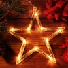 image:imageBeaupretty 8 LED Star Lights Christmas Hanging Window Lights with Suction Cup Battery Operated Xmas Lights for Indoor Bedroom Decoration Warm WhiteWarm White Light