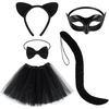 image:imageBeaupretty Black Cat Costume for Women Cat Costume Accessories Cat Ear Headband Tail Cosplay Tutu Skirt Bow Tie Half Mask Black Animal Halloween Accessory Kit for Women Girls