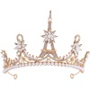image:imageBeaupretty Bridal Crown Rhinestone Pearl Eiffel Tower Flower Shape Wedding Crown Hair Tiara Accessories for Birthday Wedding Party