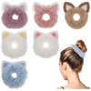 image:imageBeaupretty Corbatas Para Nios 6Pcs Girl Scrunchy Hair Tie Ponytail Holder Cat Ear Scrunchies Elastic Hair Band Kids Hair Ties Assorted Color