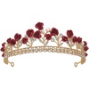 image:imageBeaupretty Crystal Wedding Tiara for Women Flower Crown Wedding Tiaras and Crowns Princess Crystal Headband Red