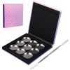 image:imageBeaupretty Empty Magnetic Palette Makeup Eyeshadow Palette with Round Metal Pans and Depotting Spatula Set for Eyeshadow Lipstick As Shown