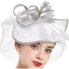 image:imageBeaupretty Fascinators Hat Headband  Fascinators Headpiece Fascinators Hat for Women Girls Veil Mesh Headband Tea Party HatWhite