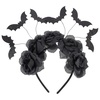image:imageBeaupretty Halloween Balck Rose Headband Rose Flower Bat Headdress Gothic Hair Wreath Day of The Dead Mexican Headpiece