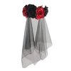 image:imageBeaupretty Halloween Headband with Roses Veil Day of the Dead Headpiece Flower Crown Veil