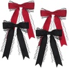 image:imageBeaupretty Lace Hair Bows for Women 4Pcs Large Bow Hair Clips with Long Tails Elegant Accessories for Wedding Party Daily Styling