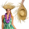 image:imageBeaupretty Lightweight Woven Straw Hat for Men Hawaiian Style Beach Sun Hat Breathable Summer Headwear Suitable for Head Circumference Outdoor Activities and Parties