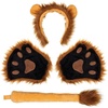 image:imageBeaupretty Lion Cosplay Costume Set Lion Plush RolePlaying Accessories Gloves Ears Headband Tail Kit for Women Men Adults Brown