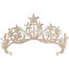 image:imageBeaupretty Rhinestone Star Crown Headband Goddess Crown Bridal Tiara Bridal Headpiece for Women Gold