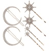 image:imageBeaupretty Stars and Moon Hair Accessories 6 Pieces Rhinestone Metal Alloy Hair Clips Hairpins for Women Girls Gold