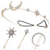 image:imageBeaupretty Stars and Moon Hair Clips Rhinestone Hair Pins Moon and Star Headband Side Clip Wedding Head Chain Accessoeies Headpiece for Women Girls