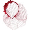 image:imageBeaupretty Womens Fascinators Hat Bridal Wedding Veil Mesh Lace Headband Tea Party Headwear Fascinator Veil HeadbandRed