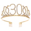 image:imageFrcolor 30th Birthday Tiara Crystal Rhinestone Women Crown with Combs Gold
