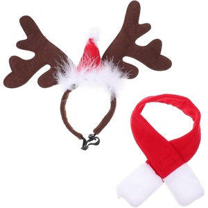 image:image1 Set Reindeer Antlers Headband with Scarf for Dog Christmas Doggie Costume Set