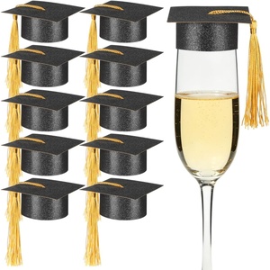 image:image10pcs Mini Graduation Caps Graduation Hat Wine Bottle Covers Cupcake Toppers Hats Decoration for
