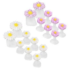 image:image32pcs Nail Polish Toe Stretcher Toe Separators Silicone Nail Art Finger Separators Toe Stretcher Manicure Pedicure Tools For Toes Finger Relaxing Cartoon Toe Separator Holding Finger SeparatorsDaisy Flower Style 16pcs