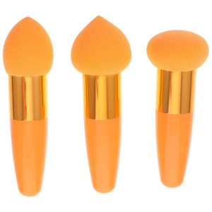 image:image3Pcs Makeup Sponge Beauty Foundation Blending Sponge Makeup Sponge Wedge Foundation Sponges with Handle Cosmetic Professional Beauty Sponge PinkOrange