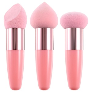 image:image3Pcs Makeup Sponge Beauty Foundation Blending Sponge Makeup Sponge Wedge Foundation Sponges with Handle Cosmetic Professional Beauty Sponge PinkPink