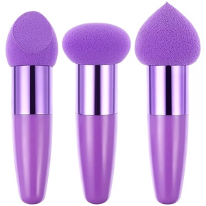 image:image3Pcs Makeup Sponge Beauty Foundation Blending Sponge Makeup Sponge Wedge Foundation Sponges with Handle Cosmetic Professional Beauty Sponge PinkPurple