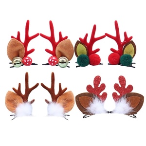 image:image4 Pairs Christmas Hair Clips Antlers Ears Hair Clip Christmas Reindeer Hair Clip Deer Horn Barrettes for Holiday