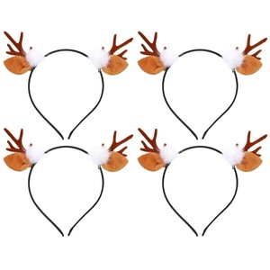 image:image4 Pieces Christmas Headbands Christmas Reindeer Headband Antler Horn Headwear Reindeer Antler Headband for Women Girls Party Holiday