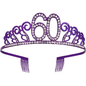 image:image60th Birthday Tiara Number Crown Happy Birthday Party Headwear 60th Birthday Party Supplies