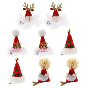 image:image8 Pieces Christmas Hair Clips  Christmas Hat Hairpins Reindeer Hair Clips Snowflake Barrettes for Girls