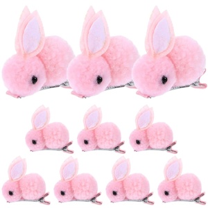 image:imageBeaupretty 10PCS Plush Bunny Hair Clips Rabbit Hair Clip Easter Rabbit Hair Barrettes Girls Holiday Hair Clips for Easter Decorations
