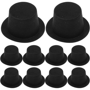 image:imageBeaupretty 10Pcs Mini Black Plastic Top Hats Christmas Party Snowman Miniature Hats for Dollhouse Crafts Holiday Decorations