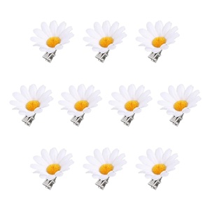 image:imageBeaupretty 10pcs Little Daisy Barrettes Flower Wedding Hair Pins Bridal SunFlower Alligator Hair Clips for Girls White