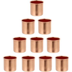 image:imageBeaupretty 10pcs Metal Candle Cups Candle Holders Use with Menorah Candelabra Fit Standard Tapered Wax Candles Votive Pegs for Lamp or Candle Making ProjectsRed Bronze