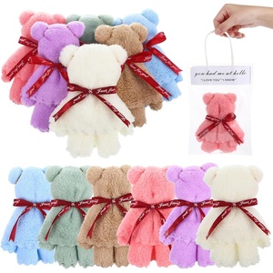 image:imageBeaupretty 12 Pcs Bear Shaped Coral Fleece Wash Cloths Soft Hand Towels with Transparent Bags for Party Favors Wedding Baby Shower