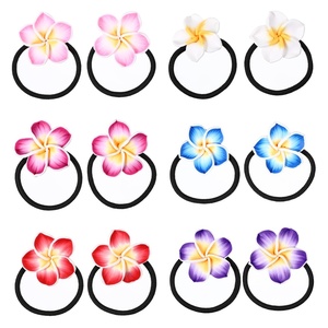 image:imageBeaupretty 12 Pieces Plumeria Hair Ties Plumeria Hair Ropes Hawaiian Flower Hair Ties Elastic Hair Bands for Women and Girls