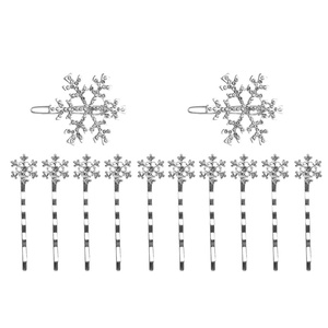 image:imageBeaupretty 12pcs Christmas Hair clips Alloy Snowflake Bobby Pins Crystal Rhinestone Winter Hair Barrettes Accessories for Women GirlsAs Shown