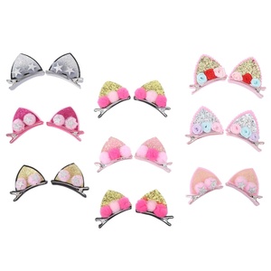 image:imageBeaupretty 18pcs Glitter Sparkly Cat Ear Hair Clips Animal Hair Pins Barrettes Cute Shiny Cat Hair Pins Snap Alligator Hair Clips for Girls Daily Wearing Party Decoration