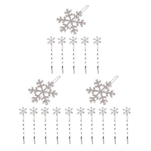 image:imageBeaupretty 18pcs Snowflake Hair Clips Christmas Crystal Hair Pins Snowflake Bobby Pins Rhinestones Hair Clips for Women Girls Silver