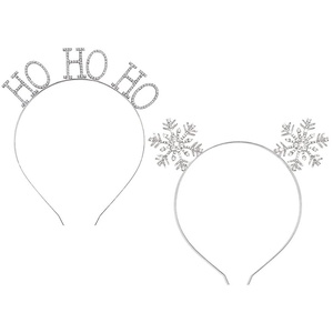 image:imageBeaupretty 2 Pieces Christmas Headbands Glitter Snowflake Headbands Hair Xmas Rhinestone Snowflake Hairbands Christmas Hair Accessories