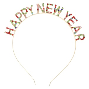 image:imageBeaupretty 2025 Happy New Year Headband Glitter Party Headpieces Decorative Christmas Party Headdress for Kids GirlsColorful