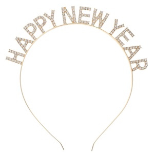 image:imageBeaupretty 2025 Happy New Year Headband Glitter Party Headpieces Decorative Christmas Party Headdress for Kids GirlsGolden