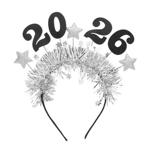 image:imageBeaupretty 2026 New Year Party Headband with Glitter Sliver Stars Hair Hoop Festival Accessories for Women Holiday CelebrationsSilver