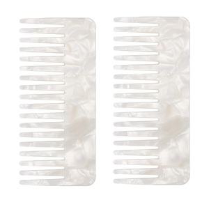 image:imageBeaupretty 2Pcs Mini Acetate Wide Tooth Comb for Curly Hair 45 Inch Travel Size Pocket Detangler for Women Wet and Dry Wavy Hair Styling Tool Marble Pearl