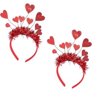 image:imageBeaupretty 2Pcs Valentine S Day Heart Headbands Red Sequin Hair Hoops Party Hair Accessories for Girls Lightweight Durable Hairbands