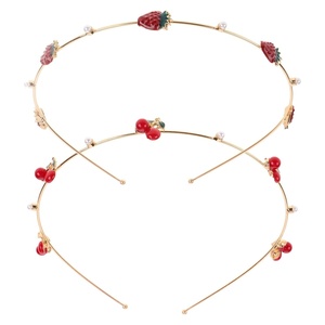 image:imageBeaupretty 2pcs Cherry Strawberry Headbands Hair Hoops Fruit Headbands Hair Accessories Girls Women